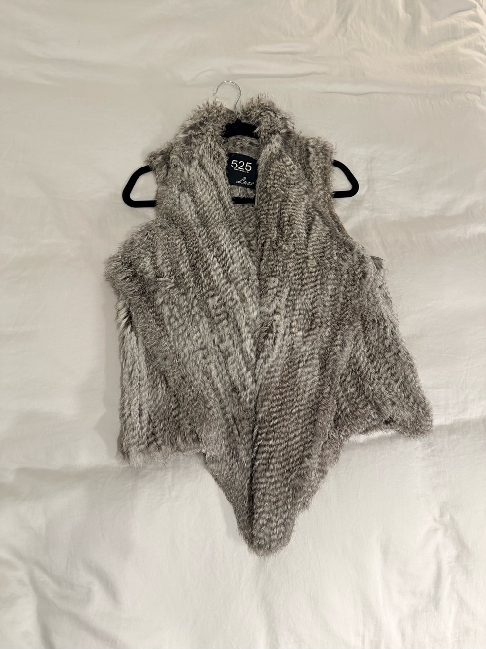 Real Rabbit Fur Vest - Taupe-Grey - Picture 4 of 9